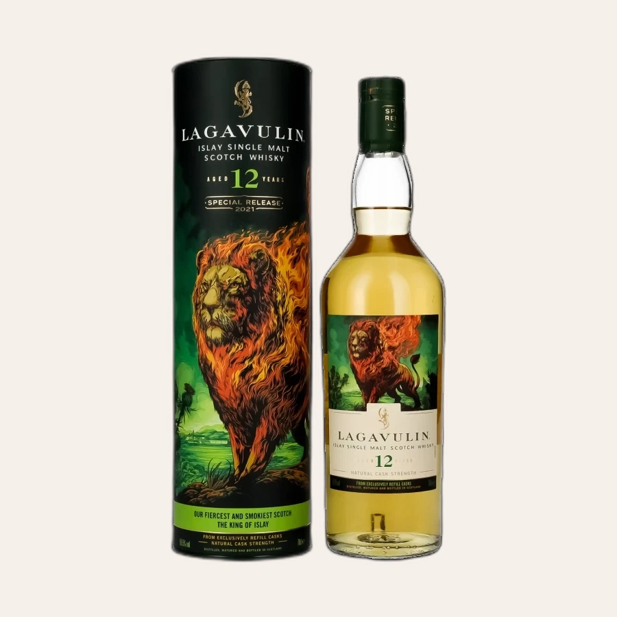 Rượu Whisky Lagavulin 12 Year Old Flame Lion