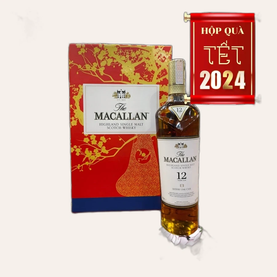 Rượu Whisky Macallan 12 Year Old Sherry Oak Cask Phiên Bản Hộp Quà Tết 2024