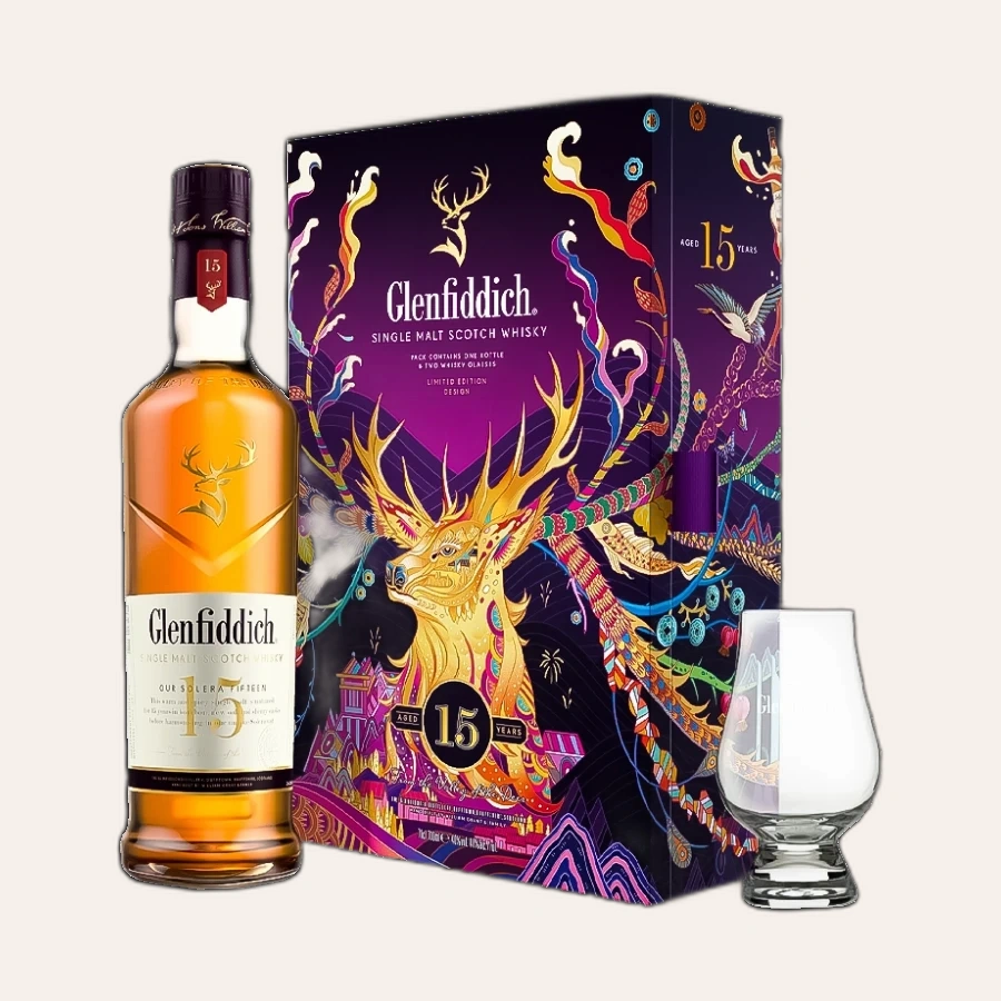 Rượu Whisky Glenfiddich 15 Year Old  Phiên Bản Hộp Quà Tết 2022