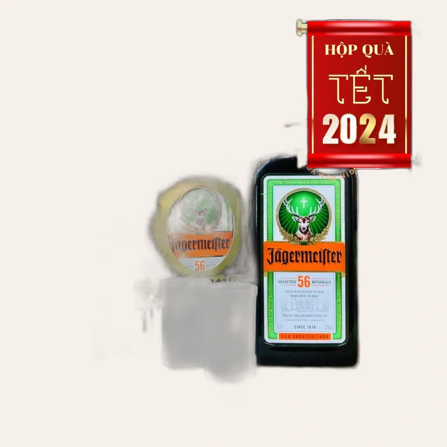 Rượu Liqueur Đức Jagermeister Hộp Quà 700ml & 2 Ly Shot Trắng Đặc Biệt 2024