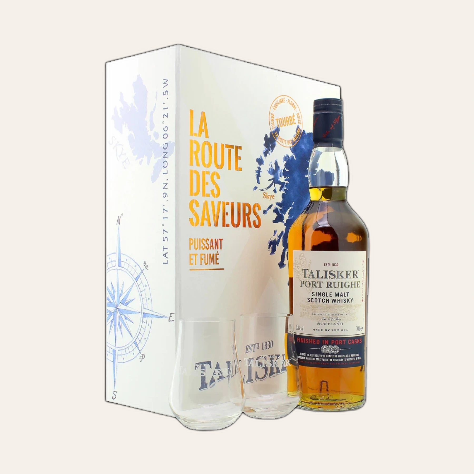 Rượu Whisky Talisker Port Ruighe & 2 Ly Cao Cấp