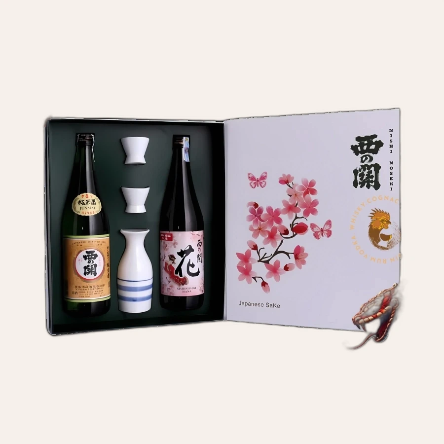 Rượu Sake Nhật Nishinoseki Junmaishu - Nishinoseki Hana Hộp Quà Tết 2025