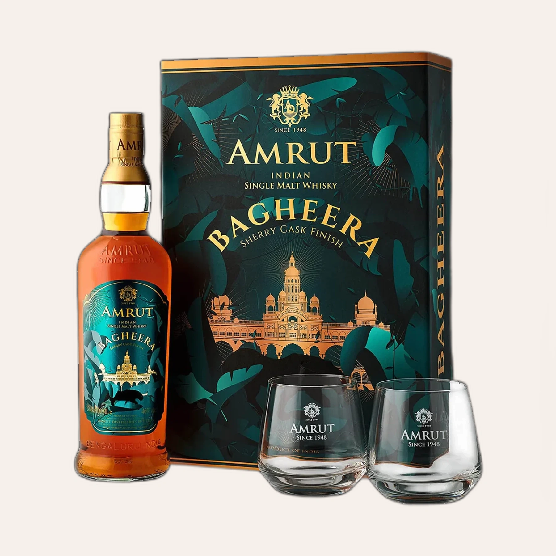 Rượu Whisky Amrut Bagheera 700ml & 2 Ly Cao Cấp