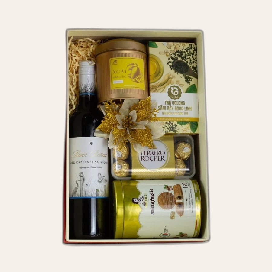 Rượu Vang Đỏ River Retreat Cabernet Sauvignon Hộp Quà Tết 2026 Set Lộc Viên Xuân 3
