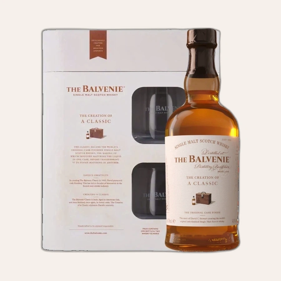 Rượu Whisky Balvenie The Creation of a Classic Phiên Bản Hộp Quà Kèm 2 Ly Cao Cấp