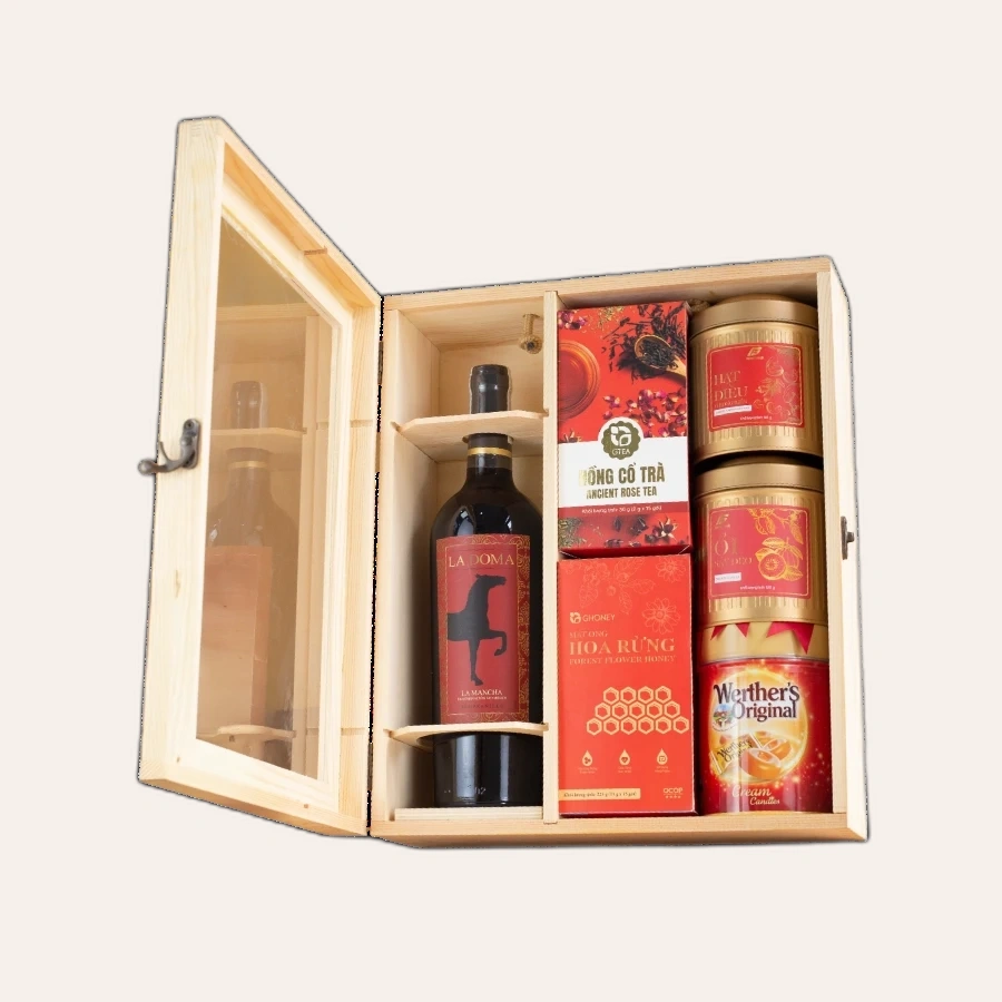 Rượu Vang Đỏ La Doma Tempranillo Medium Dry Hộp Quà Tết 2026 Set Mộc Xuân 1