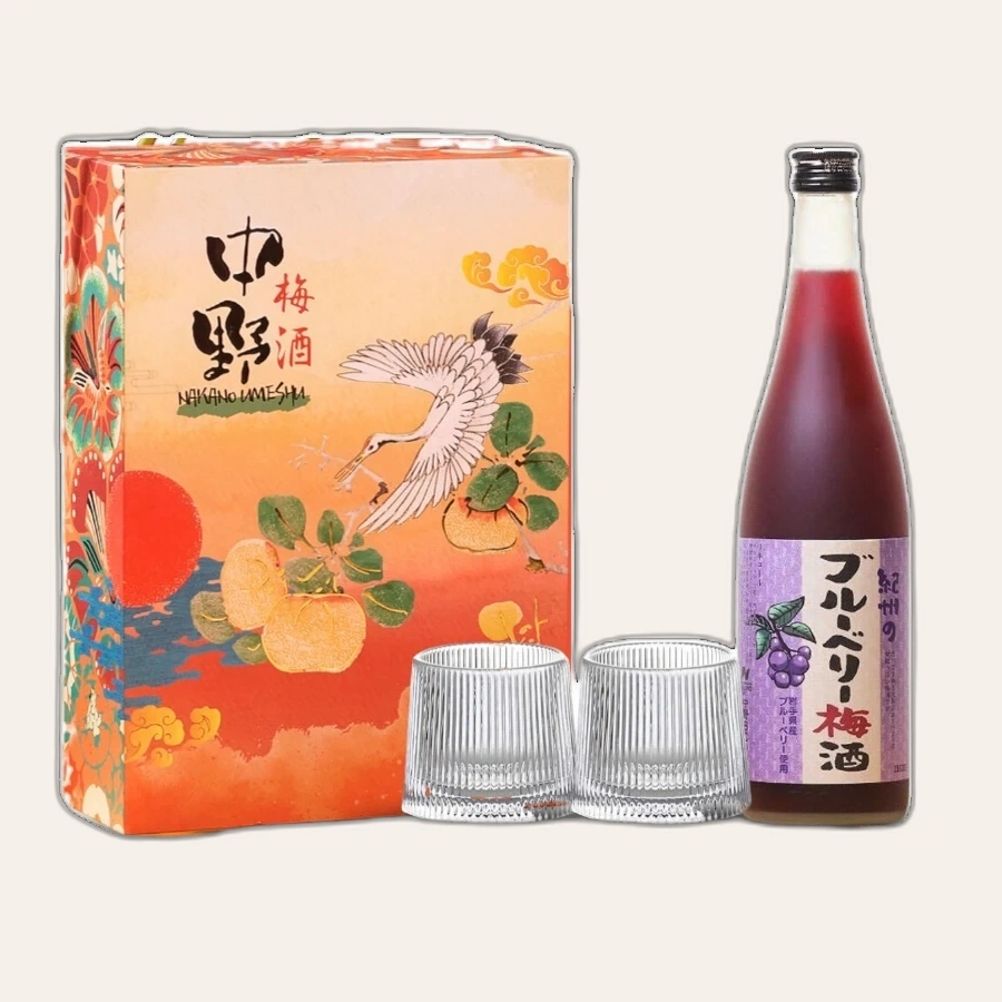 Set Quà Tết Rượu Mơ Nhật Bản Umeshu Nakano Blueberry Vị Việt Quất 720ml 12%