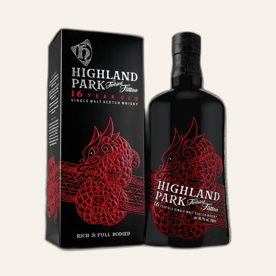 Rượu Whisky Highland Park Twisted tattoo 16 Year Old