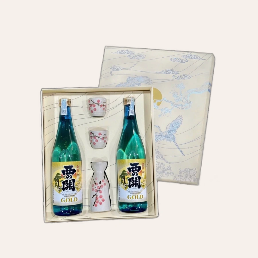 Rượu Sake Nhật Nishinoseki Gold Leaf Hộp Quà Tết 2025