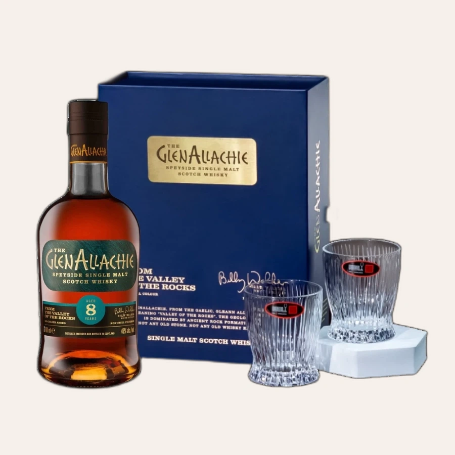 Rượu Whisky Glenallachie 8 Year Old Kèm 2 Ly Riedel Fire Whisky