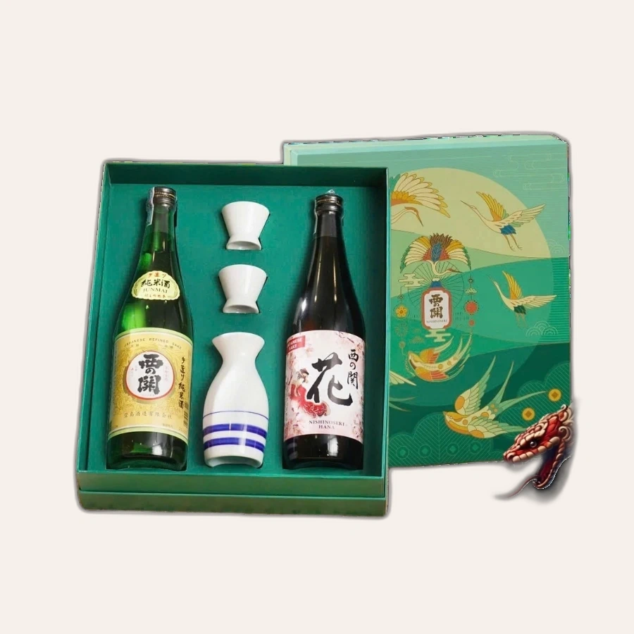 Rượu Sake Nhật Nishinoseki Junmaishu - Hana Hộp Quà Tết 2025