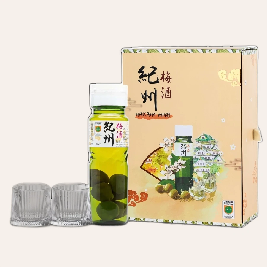 Set Quà Tết Rượu Mơ Nhật Bản Umeshu Nakano Miiri Có Quả 720ml 14%