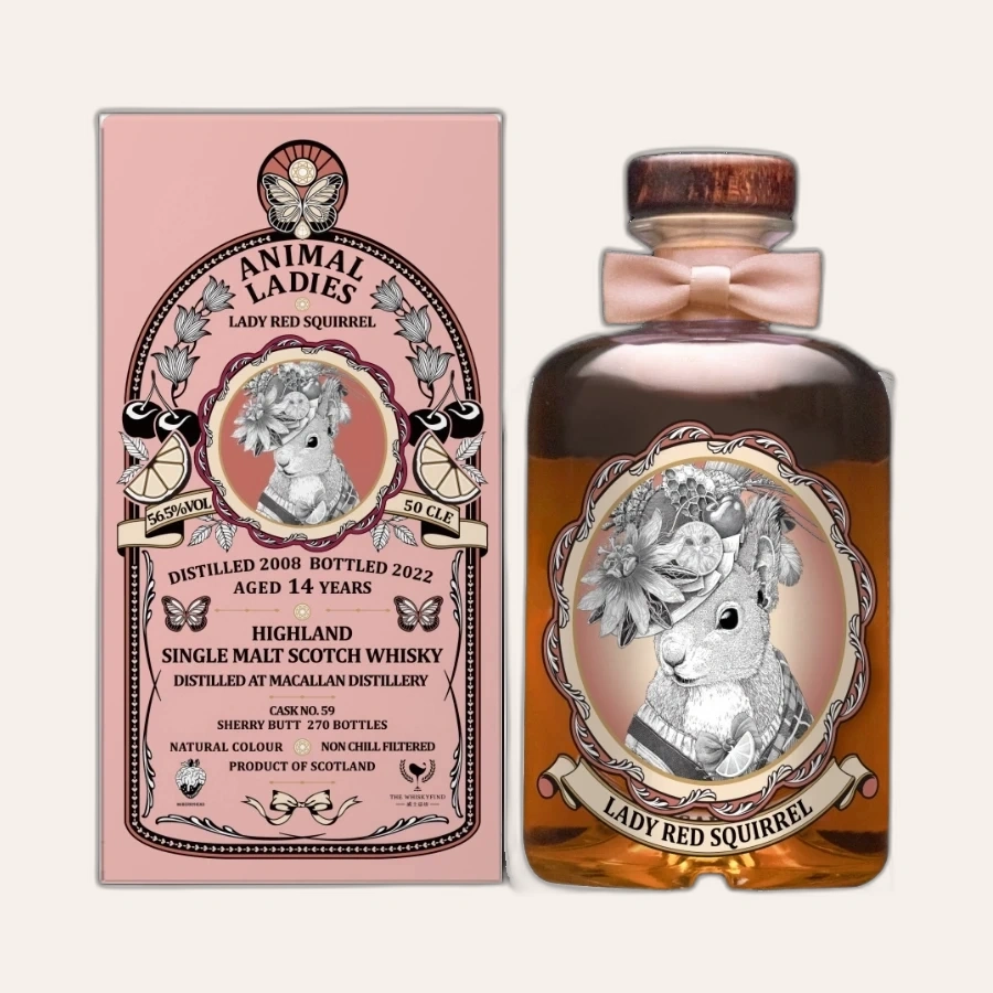 Rượu Whisky Macallan 14 Year Old 2008 Bottled 2022 Animal Ladies Red Squirred