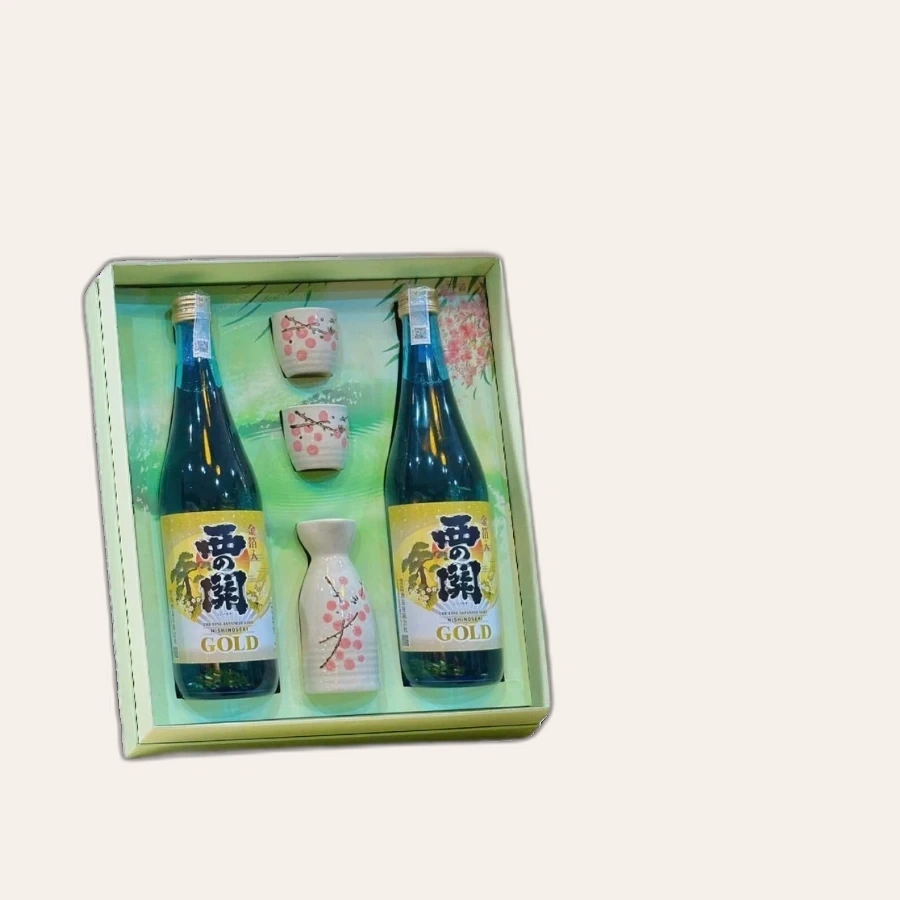 Rượu Sake Nhật Nishinoseki Gold Leaf Hộp Quà Tết 2025