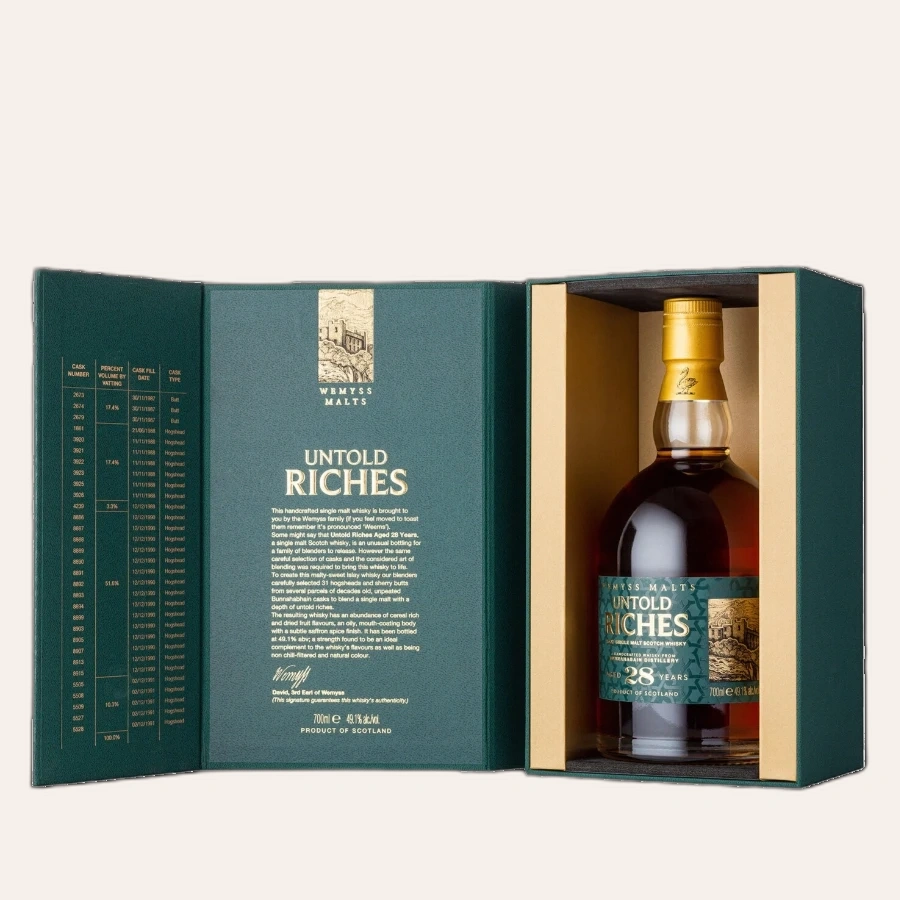 Rượu Whisky Bunnahabhain Untold Riches 28 Year Old By Wemyss Malts