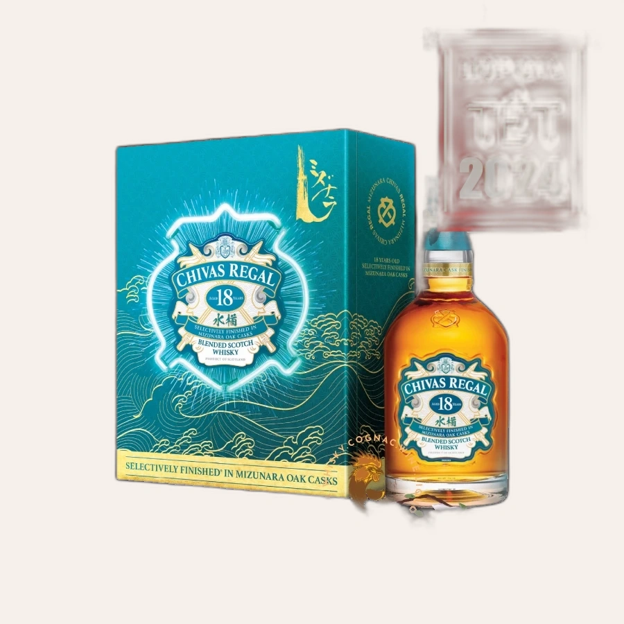 Rượu Whisky Chivas 18 Year Old Mizunara Cask Finish Phiên Bản Hộp Quà Tết 2024