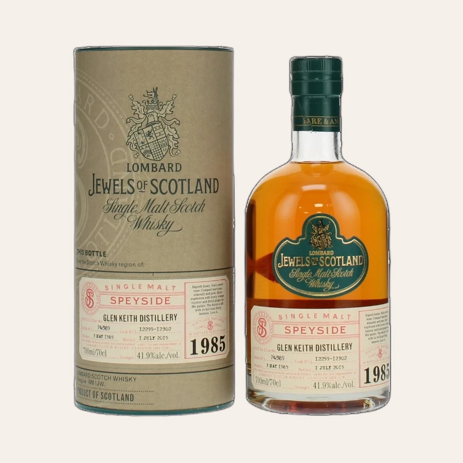 Rượu Whisky Glen Keith 30 Year Old Lombard Jewels of Scotland 1985