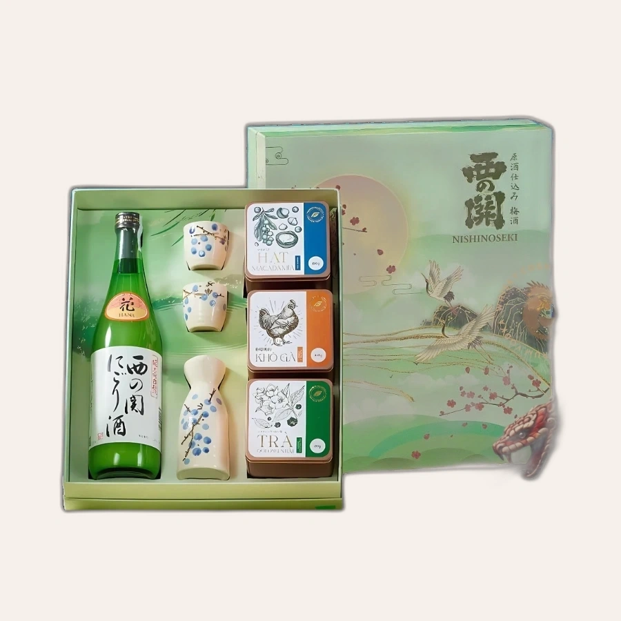 Set Rượu Sake Nhật Nishinoseki Nigori Zake Hộp Quà Tết 2025