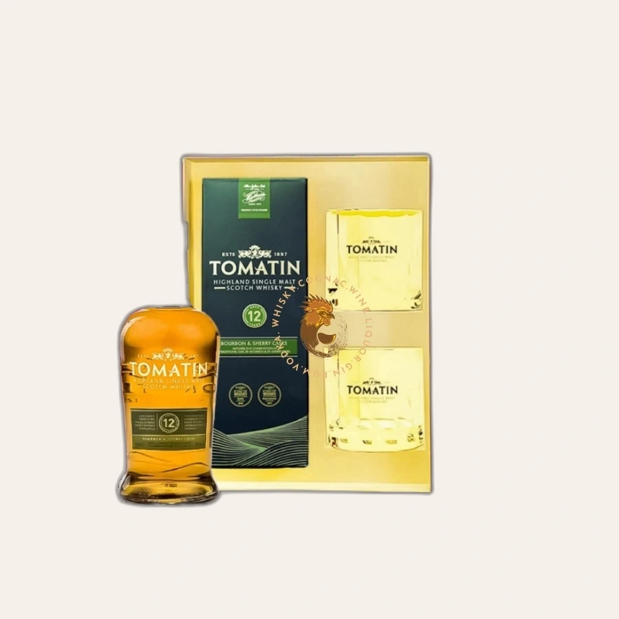Rượu Whisky Tomatin 12 Year Old Kèm 2 Ly Cao Cấp Phiên Bản Hộp Quà 2025