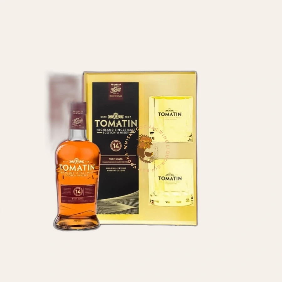 Rượu Whisky Tomatin 14 Year Old Kèm 2 Ly Cao Cấp Phiên Bản Hộp Quà 2025