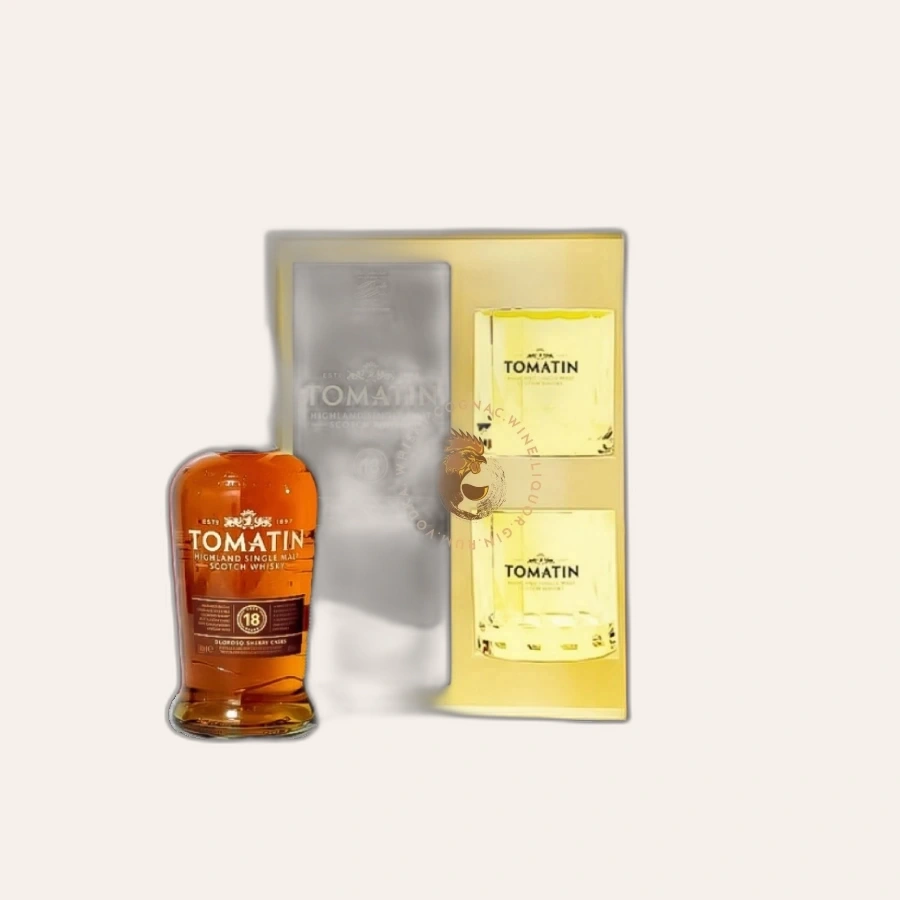 Rượu Whisky Tomatin 18 Year Old Kèm 2 Ly Cao Cấp Phiên Bản Hộp Quà 2025