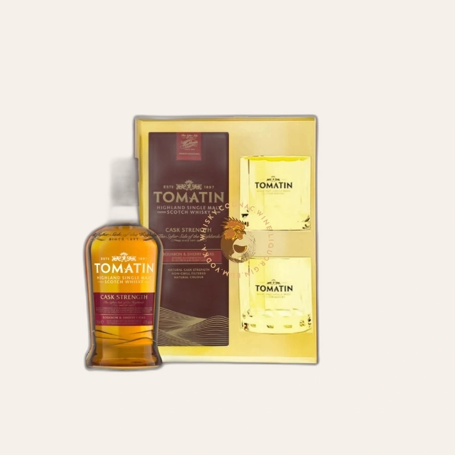 Rượu Whisky Tomatin Cask Strength Kèm 2 Ly Cao Cấp Phiên Bản Hộp Quà 2025
