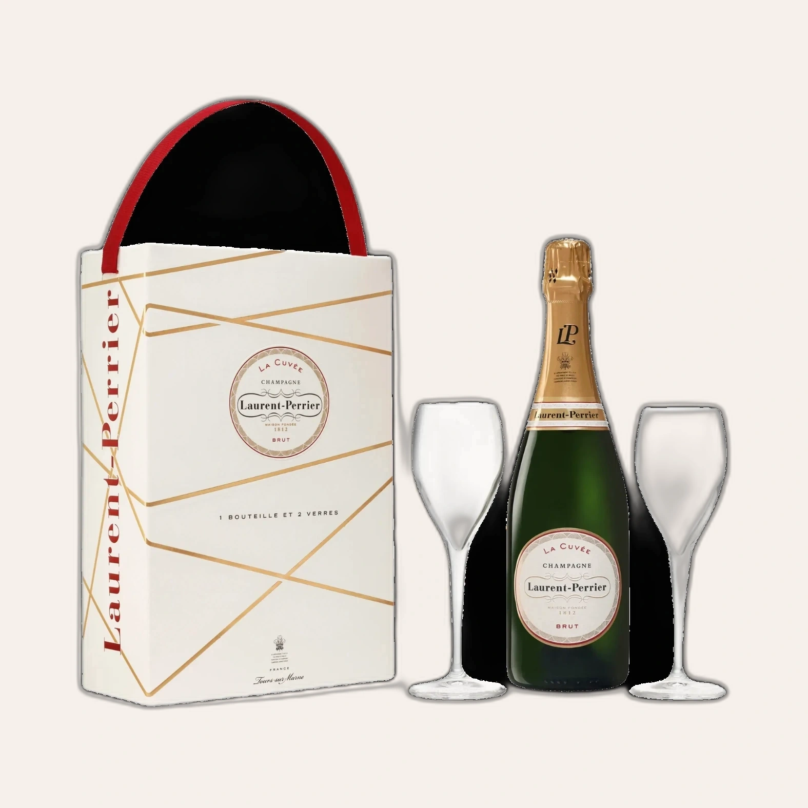 Rượu Champagne Pháp Laurent Perrier Brut La Cuvee Kèm Hộp + 2 Ly