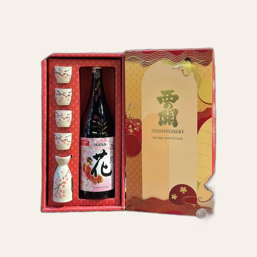 Set Rượu Sake Nhật Nishinoseki Hana 1800ml Hộp Quà Tết 2025