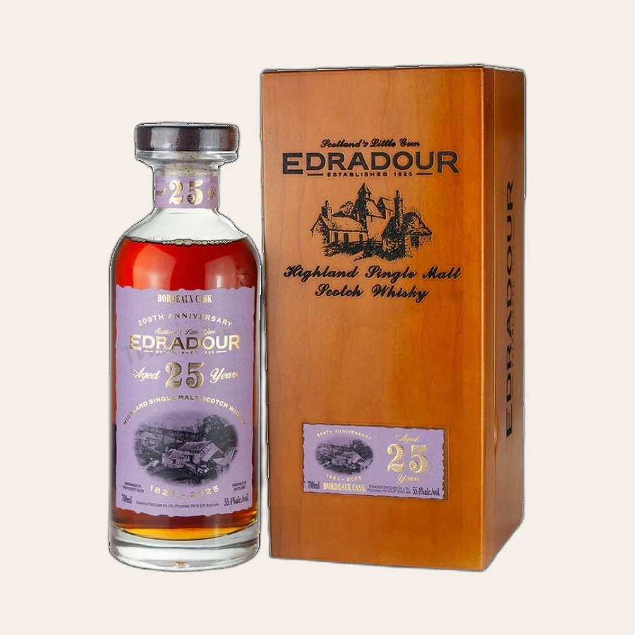Rượu Whisky Edradour 25 Year Old Bordeaux Cask 200th Anniversary 1999 Bottled 2025