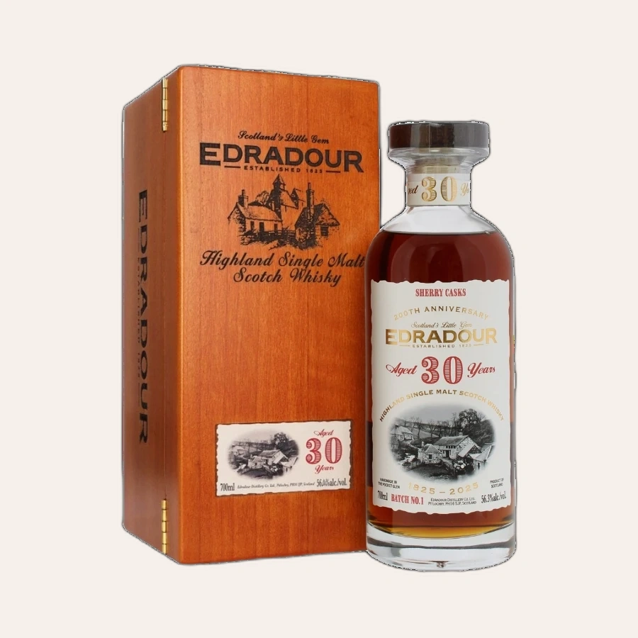 Rượu Whisky Edradour 30 Year Old Sherry Cask Batch No.1 200th Anniversary 1995 Bottled 2025
