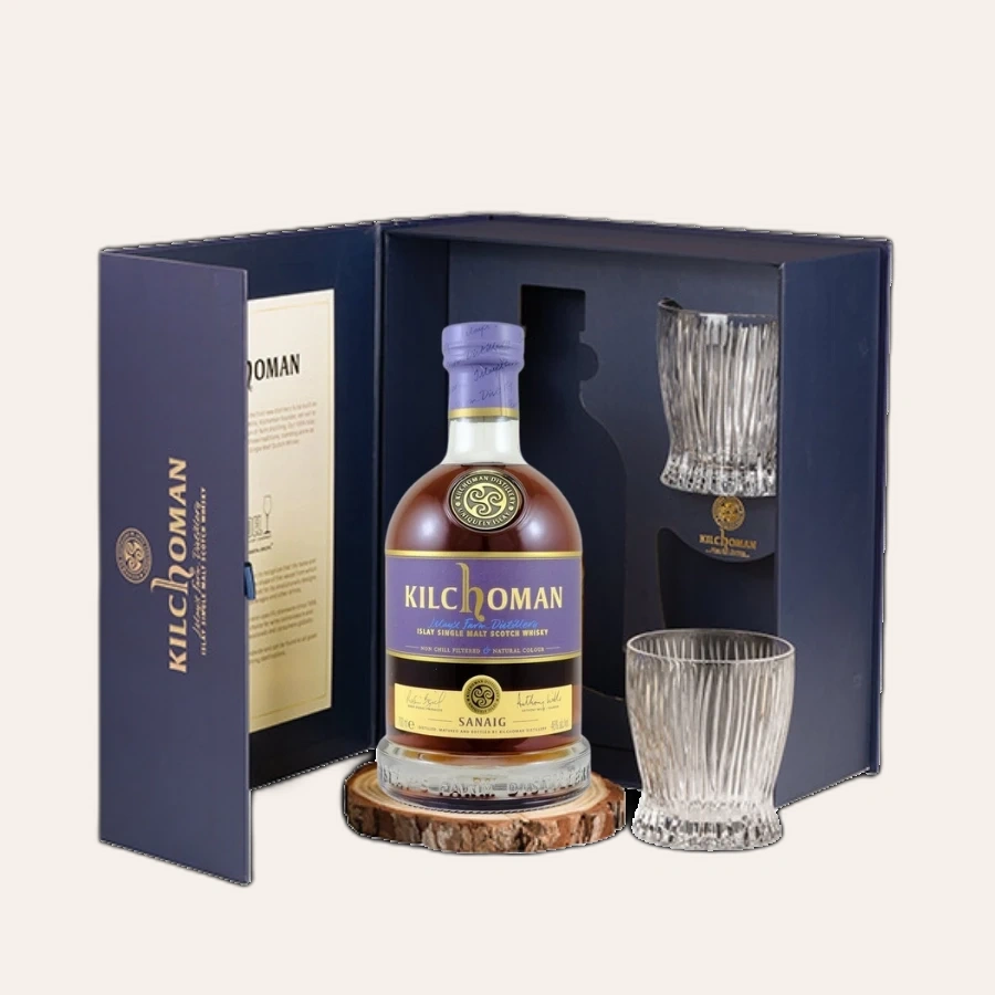 Rượu Whisky Kilchoman Sanaig Kèm 2 Ly Riedel Fire Whisky