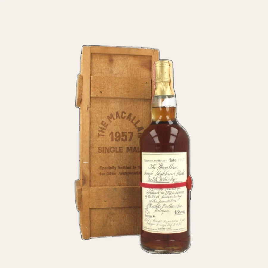 Rượu Whisky Macallan 25 Year Old 1957 Handwritten Label Rinaldi 25th Anniversary