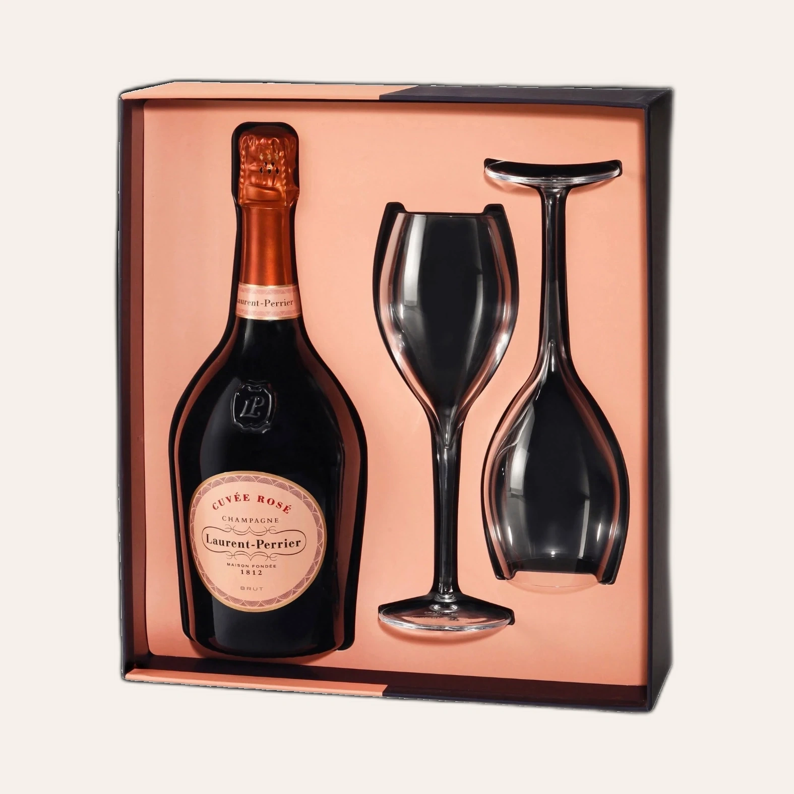Rượu Champagne Pháp Laurent Perrier Cuvee Rose Kèm Hộp + 2 Ly
