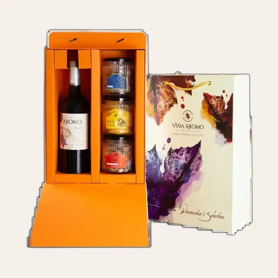 Rượu Vang Đỏ Aromo Merlot Hộp Quà Tết 2026 Set Đắc Lộc 1