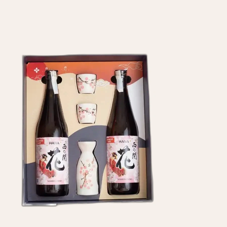 Rượu Sake Nhật Nishinoseki Hana Hộp Quà Tết 2026 Set Daruma