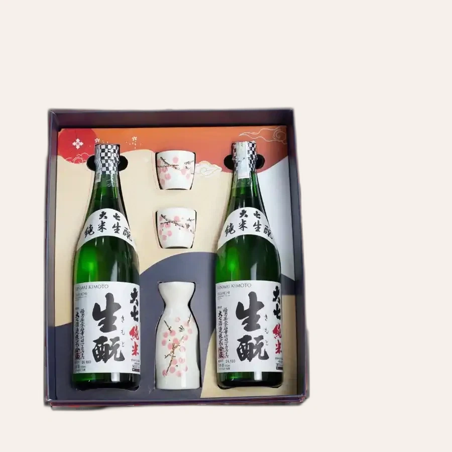 Rượu Sake Nhật Daishichi Junmai Kimoto Hộp Quà Tết 2026 Set Daruma