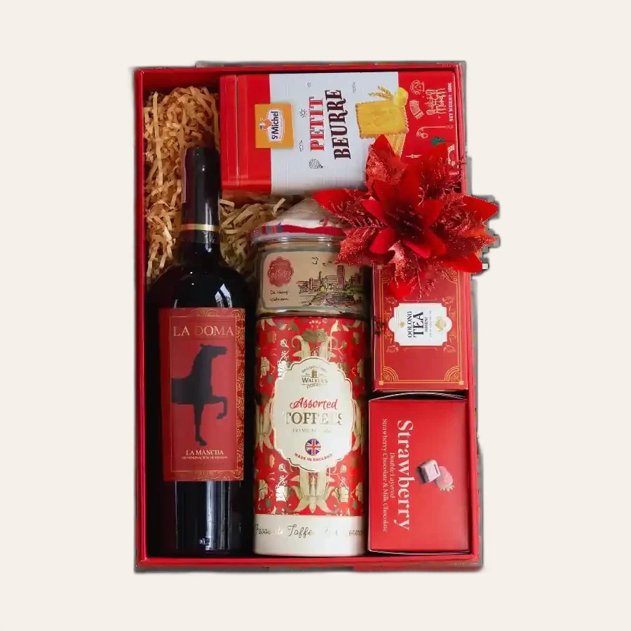 Rượu Vang Đỏ La Doma Tempranillo Medium Dry Hộp Quà Tết 2026 Set Xuân Hoa 4