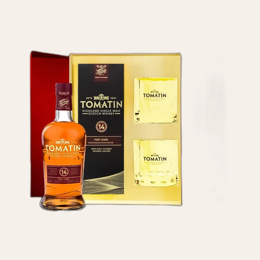 Rượu Whisky Tomatin 14 Year Old Phiên Bản Hộp Quà Kèm 2 Ly Cao Cấp