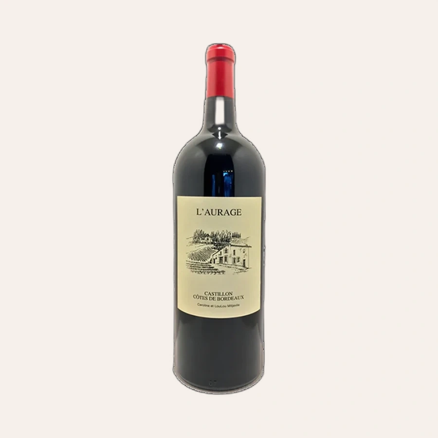 Rượu Vang Đỏ Pháp Domaine L'Aurage Castillon Cotes de Bordeaux 1500ml