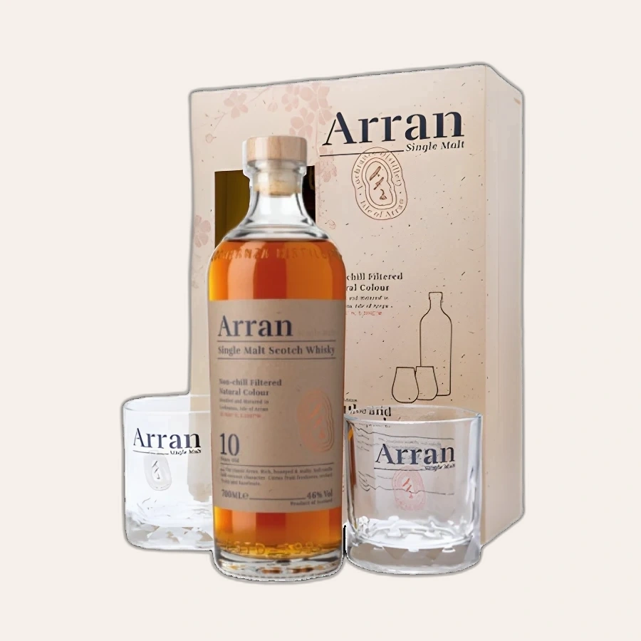 Rượu Whisky Arran 10 Year Old Phiên Bản Hộp Quà Kèm 2 Ly Cao Cấp