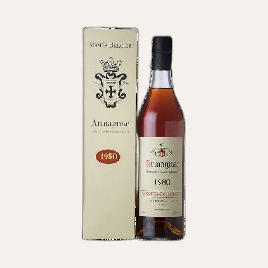 Rượu Brandy Pháp Nismes Delclou Armagnac 1980