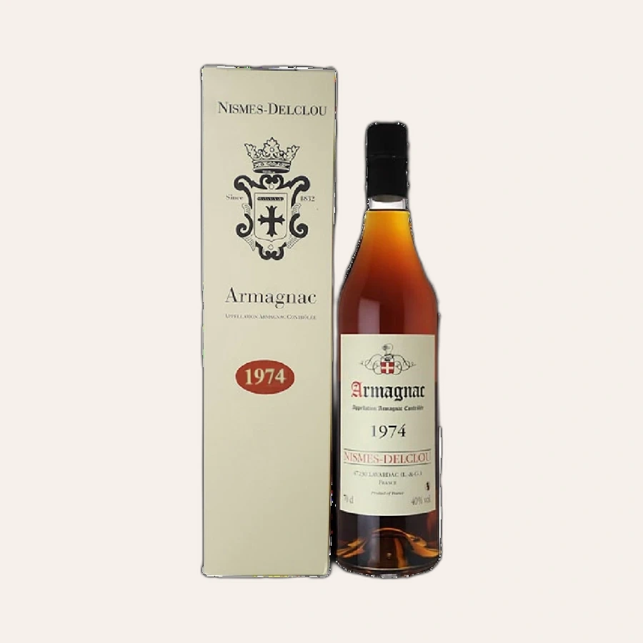 Rượu Brandy Pháp Nismes Delclou Armagnac 1974