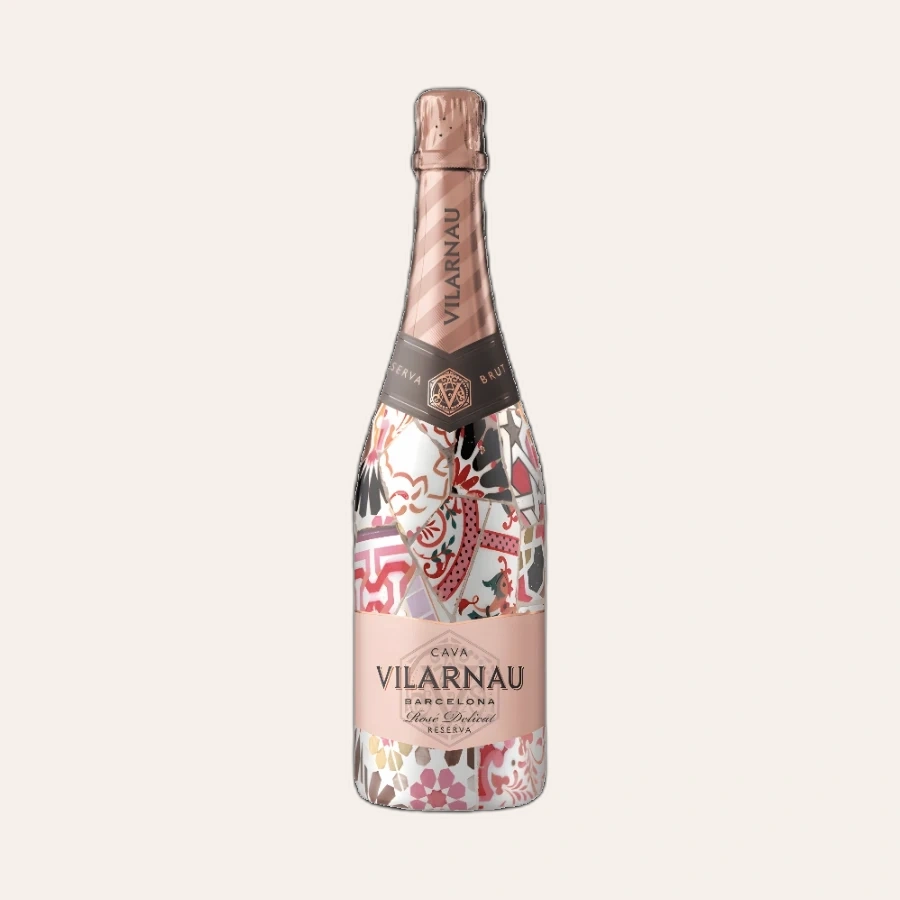 Rượu Sparkling Tây Ban Nha Cava Vilarnau Barcelona Rose Delicat Reserva Trencadís Edition