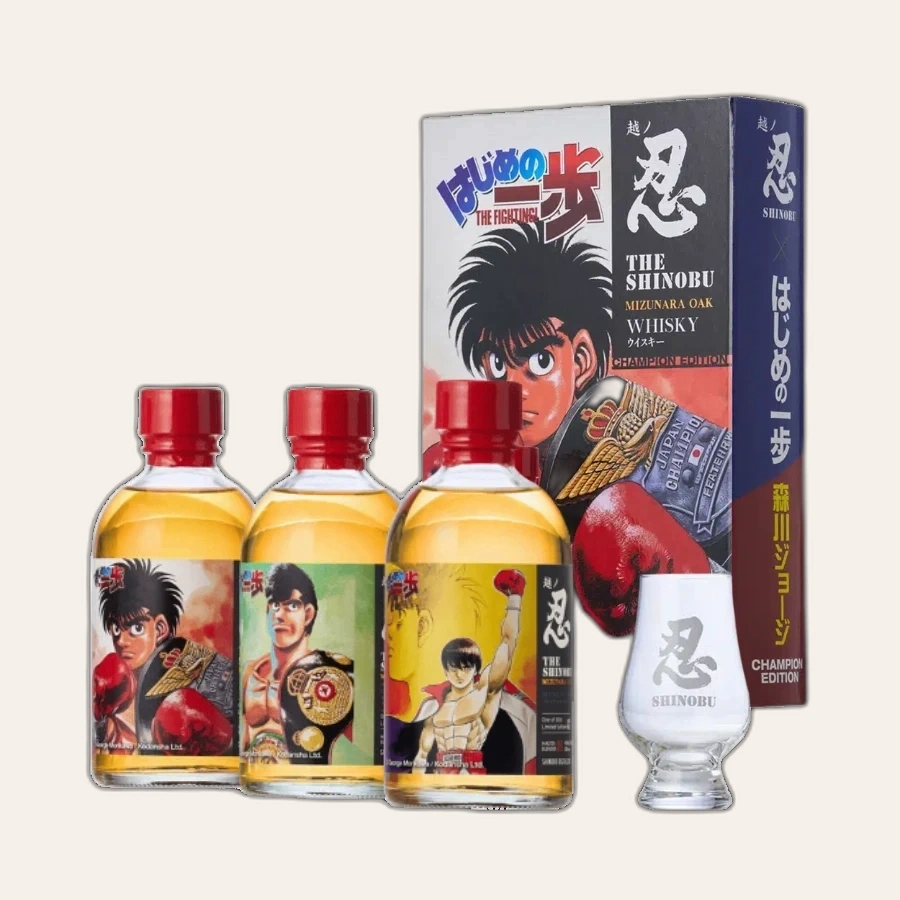 Rượu Whisky Nhật Shinobu Hajime no Ippo Champion Edition Set 3 Chai Kèm Ly