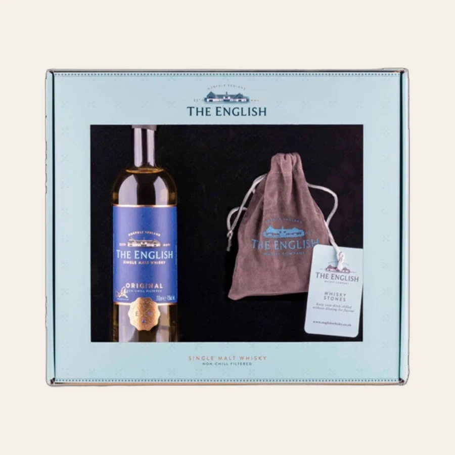 Rượu Whisky Anh Quốc The English Original + Whisky Stones (Chai 200ml + bộ 6 viên đá granit)