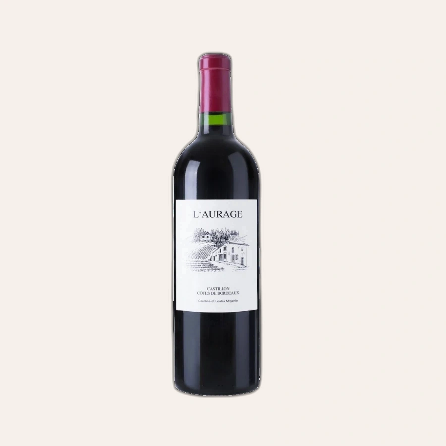 Rượu Vang Đỏ Pháp Domaine L'Aurage Castillon Cotes de Bordeaux 1500ml