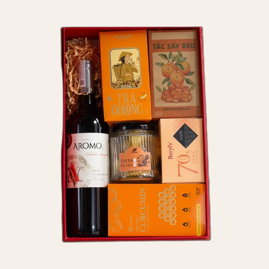 Rượu Vang Đỏ Chile Aromo Cabernet Sauvignon Hộp Quà Tết 2026 Set Xuân Hoa 5