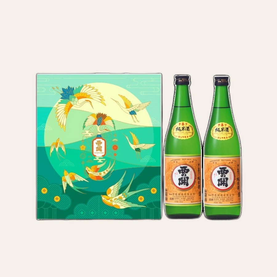 Set Quà Tết Rượu Sake Nhật Bản Nishinoseki Junmaishu 720ml