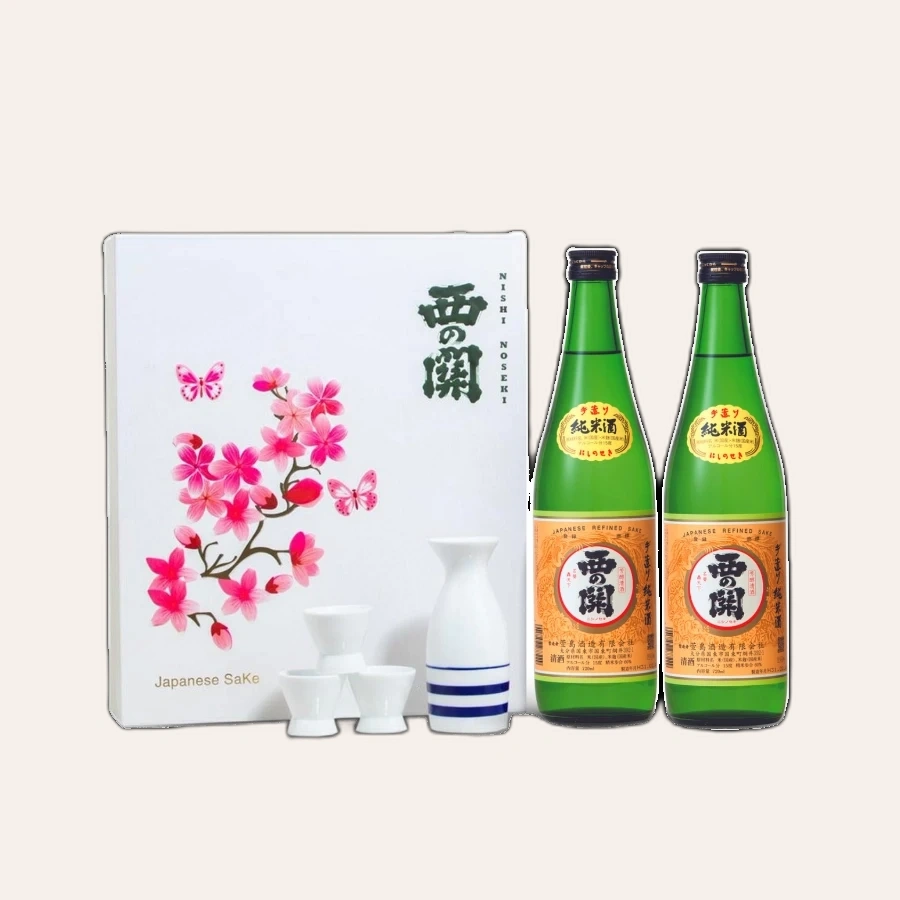 Set Quà Tết Rượu Sake Nhật Bản Nishinoseki Junmaishu 720ml