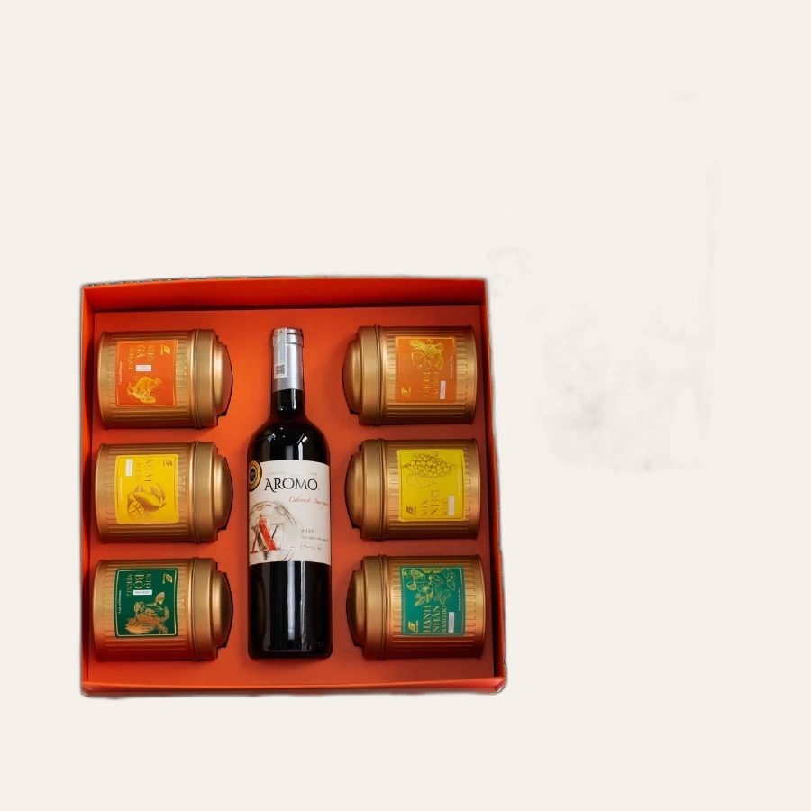 Rượu Vang Đỏ Aromo Cabernet Sauvignon Hộp Quà Tết 2026 Set Cát Tường